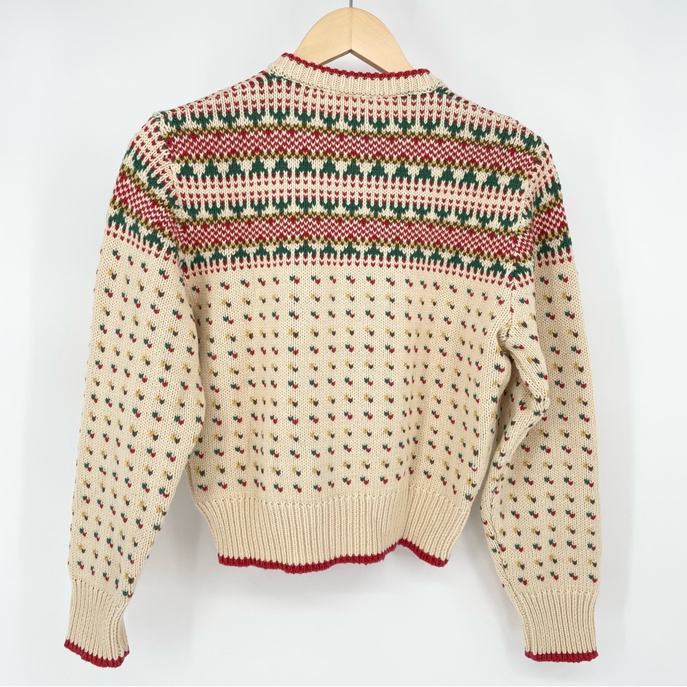 The Great. Vintage Ornament Button Down Cardigan in Cream Green and Red Size 0 - Picture 8 of 15